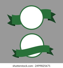 Two green and white label ribbons. Editable.