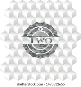 Two grey badge with geometric cube white background
