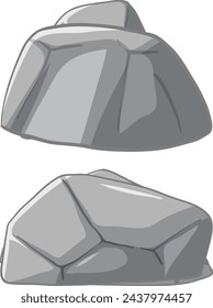 Dos rocas vectoriales de estilo caricatura gris.