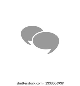 two grey chat speech bubble with shadow isolated on white background. Vector flat icon. Tint, hint. Conclusion, communication, education picture. Help window.