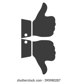 Two grey fingers icon. Like and dislike symbols. Buttons for social web. Isolated on white. Vector illustration.