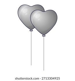 Elemento de dos globos en forma de corazón gris