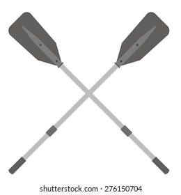 Two Grey, Plastic, Crossed Oars Vector Isolated. Rowing Oars. Plastic Oars. Water Sport