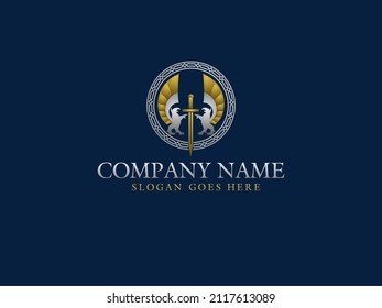 two griffins hold a sword luxurious logo