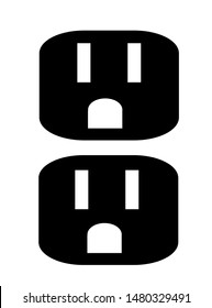 Two grounded power outlet / ac socket flat vector icon for apps and websites, NEMA 5-15