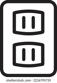 two grounded power outlet  ac socket line art vector icon. Electric plug socket icon.