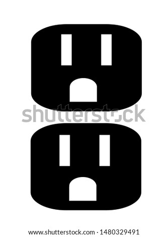 Two grounded power outlet / ac socket flat vector icon for apps and websites, NEMA 5-15