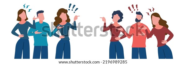Two groups\
of people arguing and fighting, conflict among people. Angry\
characters having argument or disagreement vector illustration.\
Colleagues having debate or\
misunderstanding.