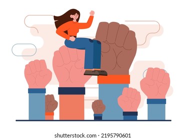 Dos grupos de personas luchando, luchan entre las personas. Controversia o desacuerdo empresarial o social. Diferentes intereses o dos conflictos opuestos. Ilustración vectorial plana