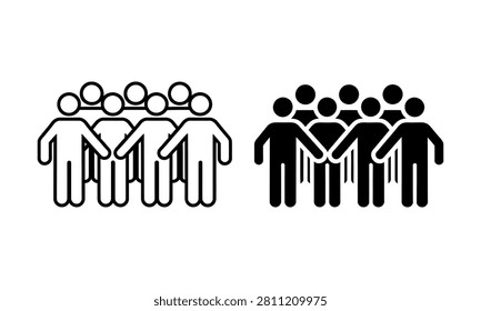Two groups of people holding hands standing together