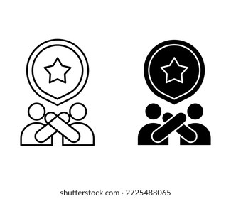 Two groups of people with one group having a star above them and the other with an X over them