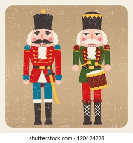 Two grunge colored nutcrackers