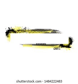 Two grunge tire track banners isolated on white background