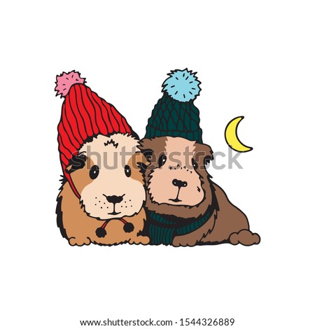 Two guinea pigs under the moon