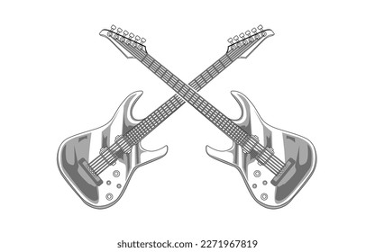 Two guitar vector design  A guitar and string design it