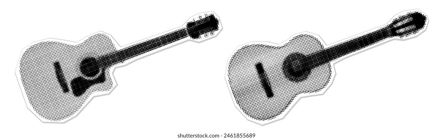 Two guitars pop art style poster illustration transparent