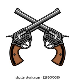 Two Gun Revolver Cross Logo Vector Illustration