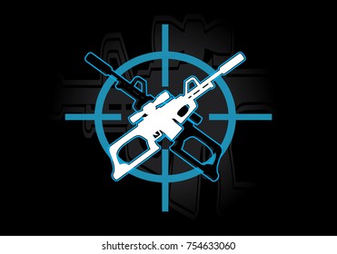 two guns logo sniper rifle for gaming team or club shoot