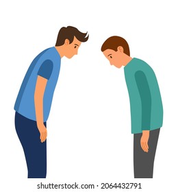 Two Guys Bowing Head Greeting Thankful Stock Vector (Royalty Free ...