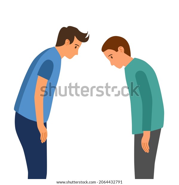 Two Guys Bowing Head Greeting Thankful Stock Vector (Royalty Free ...