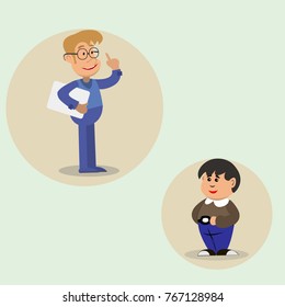 Two guys cartoon vector illustration, isolated on white background. Men and friends.