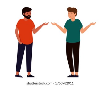 Dos tipos están charlando. Los hombres hablan, discuten el problema.