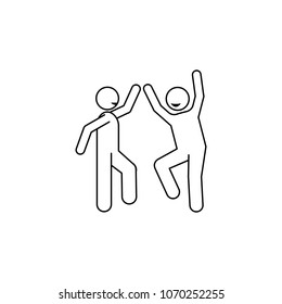 two guys are dancing icon. Element of people celebrating for mobile concept and web apps. Thin line icon for website design and development app development. Premium icon on white background