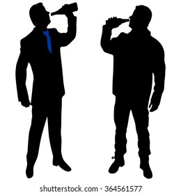 two guys are drinking together