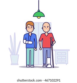 Two guys with fractures. Vector