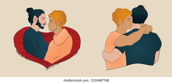 Two guys in love hug
