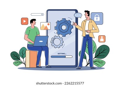 Two Guys Are Setting Up The Application Logic