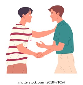 Two guys shaking hands when greeting each other