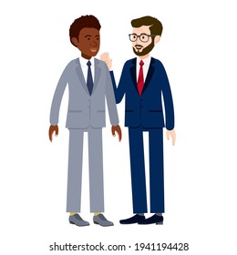 Two guys. Vector illustration of men for animation. Editable strokes. All parts of the body are on different layers. Two people have met and are talking.