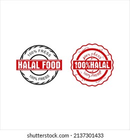 Plantilla de etiqueta de marca de dos marcas de círculo halal