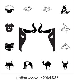two half bull heads icon. Set of animal icons. You can use in web or app icons on white background