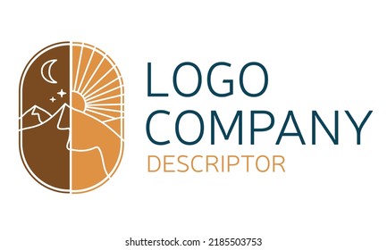 Zwei Halbkreis-Logo-Design-Konzept. Moon Logo Sun Logo