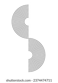 Dos círculos de media línea estética dibujados a mano Patrón imprimible contemporáneo con trazo abstracto de pincel minimalista elegante. Fondo boho en el vector de estilo minimalista de mediados de siglo