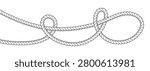 Two half hitches rope knot icon. Marine string continuous line of sailor node. Wavy nautical cord as sailing pattern. Twisted boat loop. Black flat vector illustration isolated on white background.