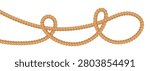 Two half hitches rope knot icon. Marine string continuous line of sailor node. Wavy nautical cord as sailing pattern. Twisted boat loop. Cartoon vector illustration isolated on white background.