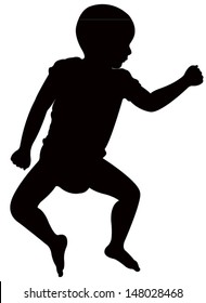 two and a half years old baby boy sleeping (flat on his back) silhouette, vector 