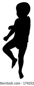 two and a half years old baby boy sleeping, silhouette vector 