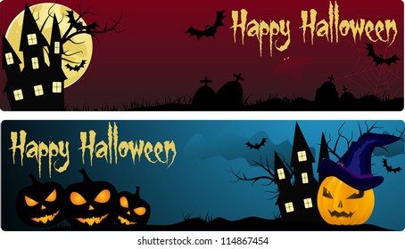 Two halloween banners in different colors