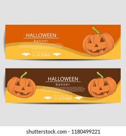 Two Halloween banners, isolated on white background. Vector illustration.