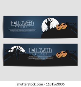 Two Halloween banners, isolated on white background. Vector illustration.