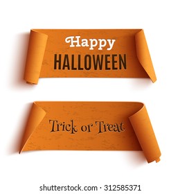 Two Halloween banners, isolated on white background. Vector illustration.