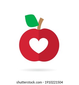 two halves of an apple with heart, perfect match in love, Valentine's Day concept- vector illustration