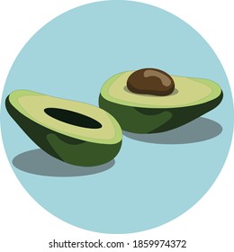 dos mitades de un aguacate sobre un fondo claro 