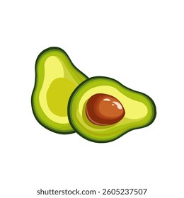 two halves of avocado on white background isolate