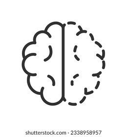 Two halves of the brain, linear icon. Line with editable stroke