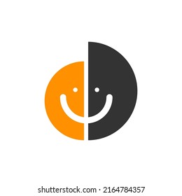 Two halves of face. Psychoanalysis logo, shadow concept